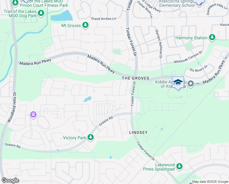 map of restaurants, bars, coffee shops, grocery stores, and more near 16314 Sundew Bend Drive in Humble