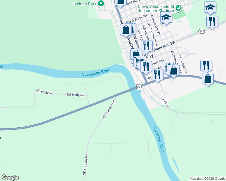 map of restaurants, bars, coffee shops, grocery stores, and more near 15851 US Highway 27 in O'Brien