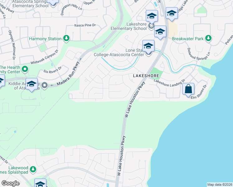 map of restaurants, bars, coffee shops, grocery stores, and more near 13022 Golden Water Court in Houston