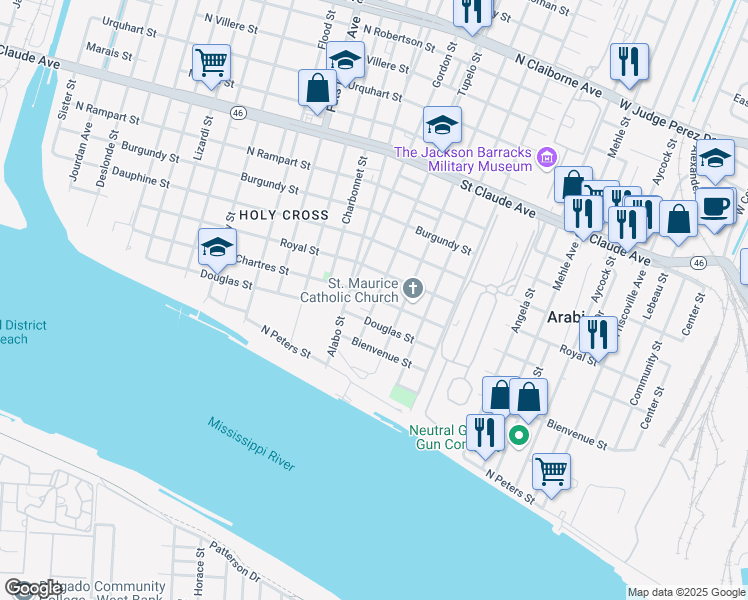 map of restaurants, bars, coffee shops, grocery stores, and more near 532 Tupelo Street in New Orleans