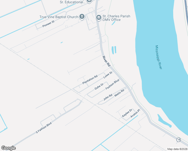 map of restaurants, bars, coffee shops, grocery stores, and more near 268 Plantation Road in Hahnville