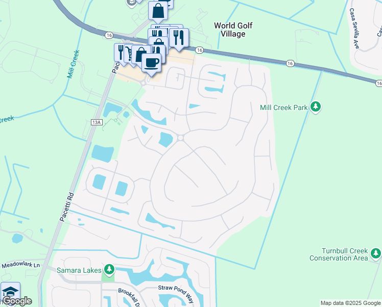 map of restaurants, bars, coffee shops, grocery stores, and more near 1752 South Cappero Drive in St. Augustine
