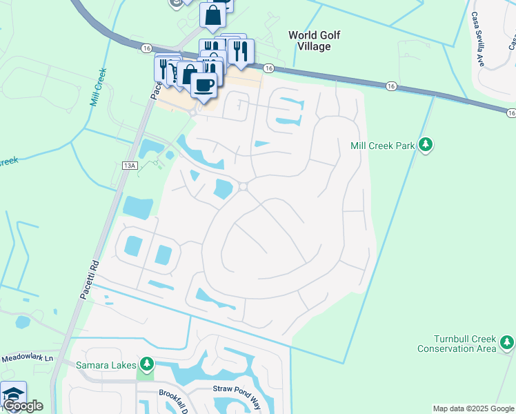 map of restaurants, bars, coffee shops, grocery stores, and more near 1709 South Cappero Drive in St. Augustine