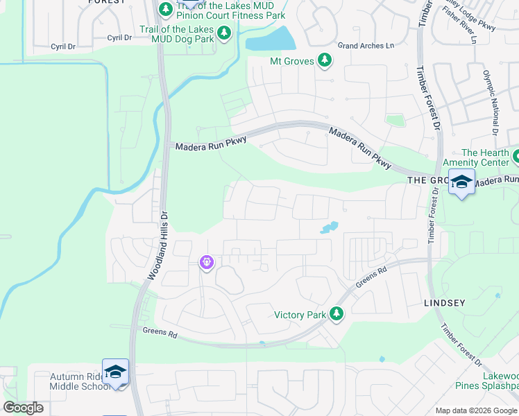 map of restaurants, bars, coffee shops, grocery stores, and more near 17007 Ross Lake Court in Humble