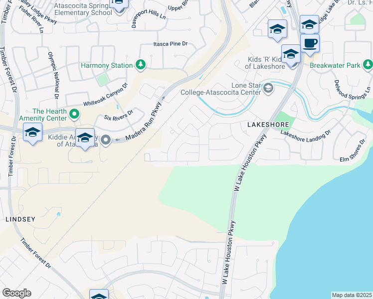 map of restaurants, bars, coffee shops, grocery stores, and more near 12919 Palm Leaf Court in Houston