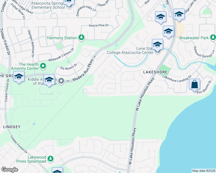 map of restaurants, bars, coffee shops, grocery stores, and more near 12919 Palm Leaf Court in Houston