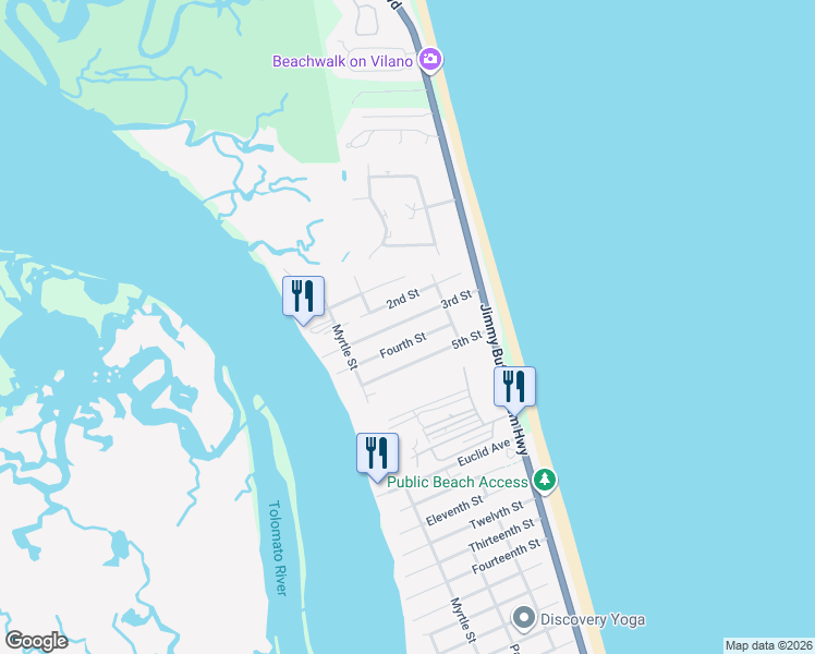 map of restaurants, bars, coffee shops, grocery stores, and more near 303 3rd Street in Saint Augustine