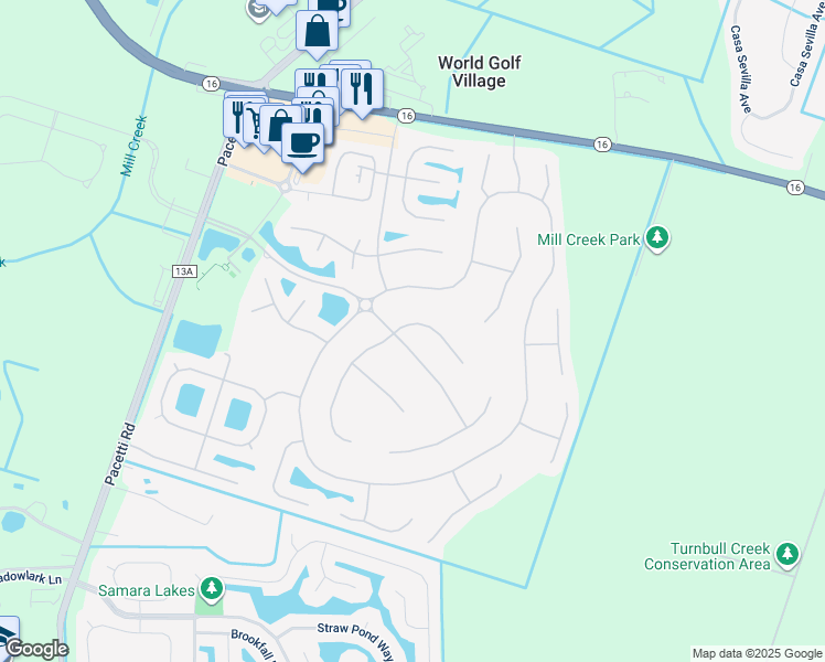 map of restaurants, bars, coffee shops, grocery stores, and more near 1709 North Cappero Drive in Saint Augustine
