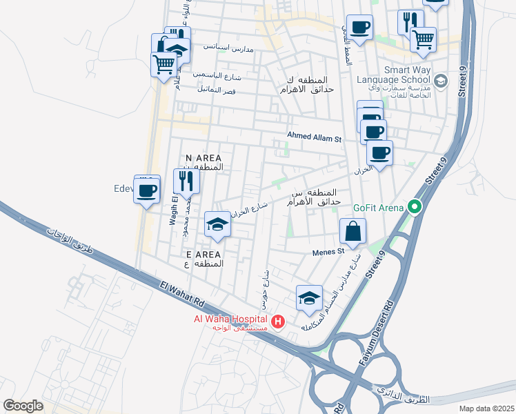 map of restaurants, bars, coffee shops, grocery stores, and more near شارع الخزان in Al Haram