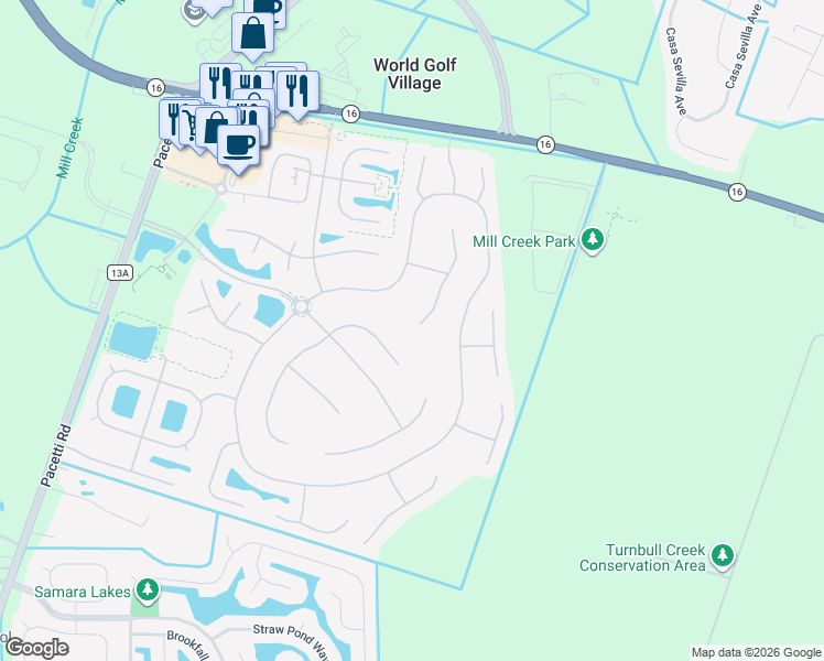 map of restaurants, bars, coffee shops, grocery stores, and more near 3945 S Trapani Dr in St Augustine