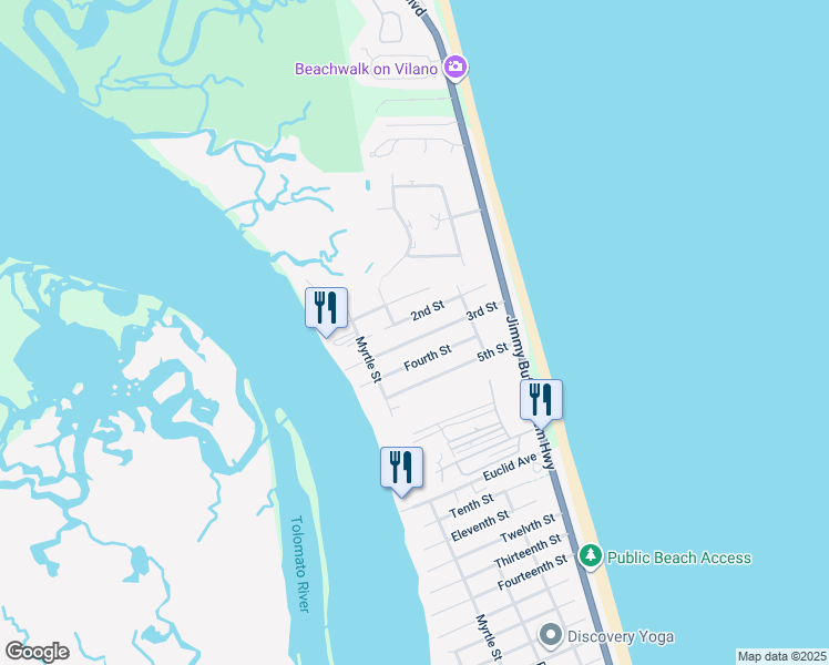 map of restaurants, bars, coffee shops, grocery stores, and more near 308 4th Street in St. Augustine