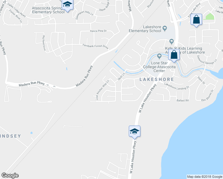 map of restaurants, bars, coffee shops, grocery stores, and more near 12919 Redbud Shores Lane in Houston