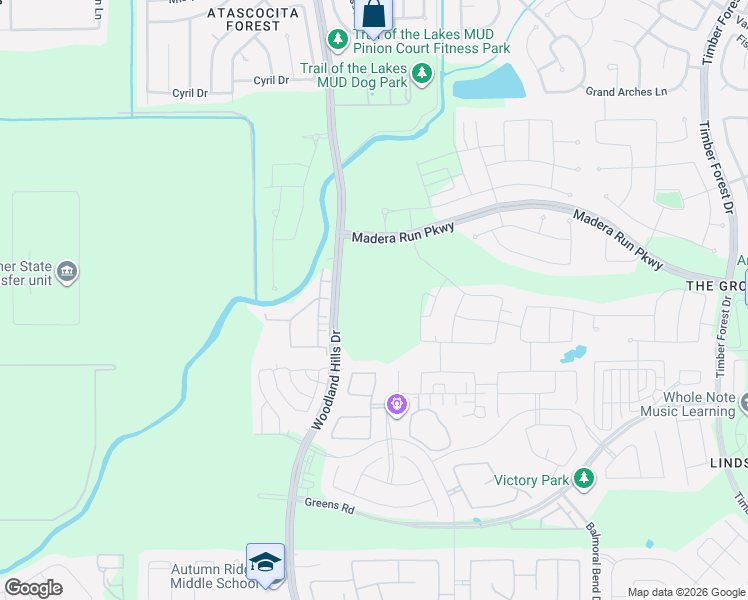 map of restaurants, bars, coffee shops, grocery stores, and more near 12142 Guadalupe Trail Lane in Humble