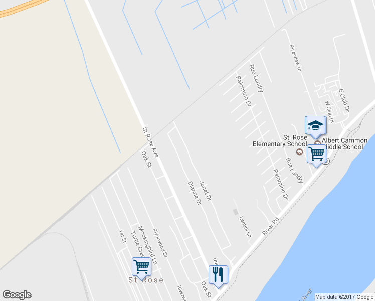 map of restaurants, bars, coffee shops, grocery stores, and more near 241 Janet Drive in Saint Rose