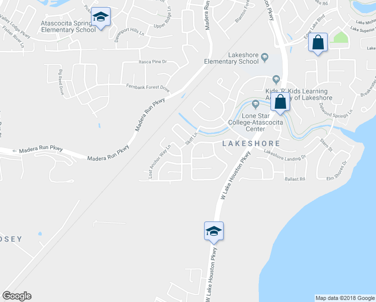 map of restaurants, bars, coffee shops, grocery stores, and more near 16011 Juniper Shores Drive in Houston