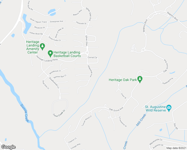map of restaurants, bars, coffee shops, grocery stores, and more near 332 Allapattah Avenue in St. Augustine