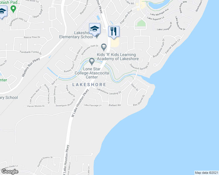 map of restaurants, bars, coffee shops, grocery stores, and more near 13415 Redwood Shores Drive in Houston