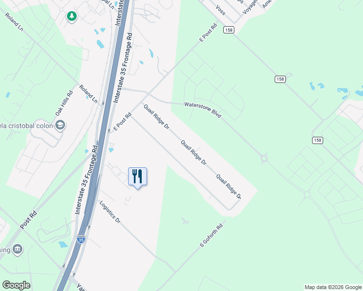 map of restaurants, bars, coffee shops, grocery stores, and more near 248 Quail Ridge Drive in Kyle