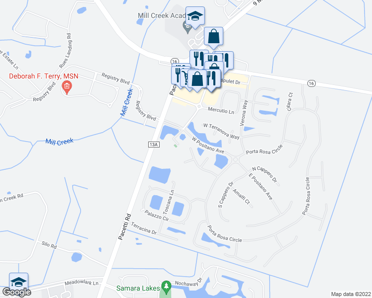 map of restaurants, bars, coffee shops, grocery stores, and more near 1445 Riva Del Garda Way in Saint Augustine