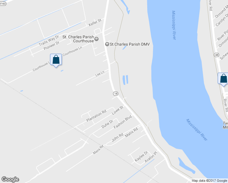 map of restaurants, bars, coffee shops, grocery stores, and more near 14787 River Road in Hahnville