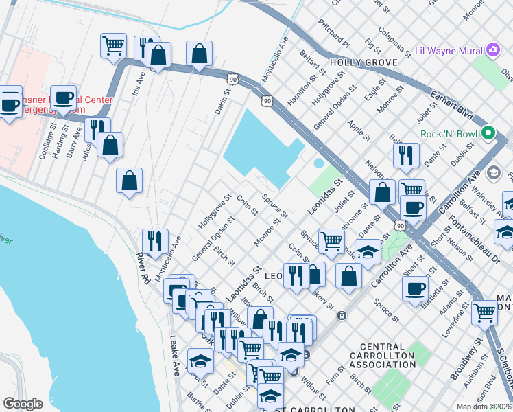 map of restaurants, bars, coffee shops, grocery stores, and more near 197 General Ogden Street in New Orleans