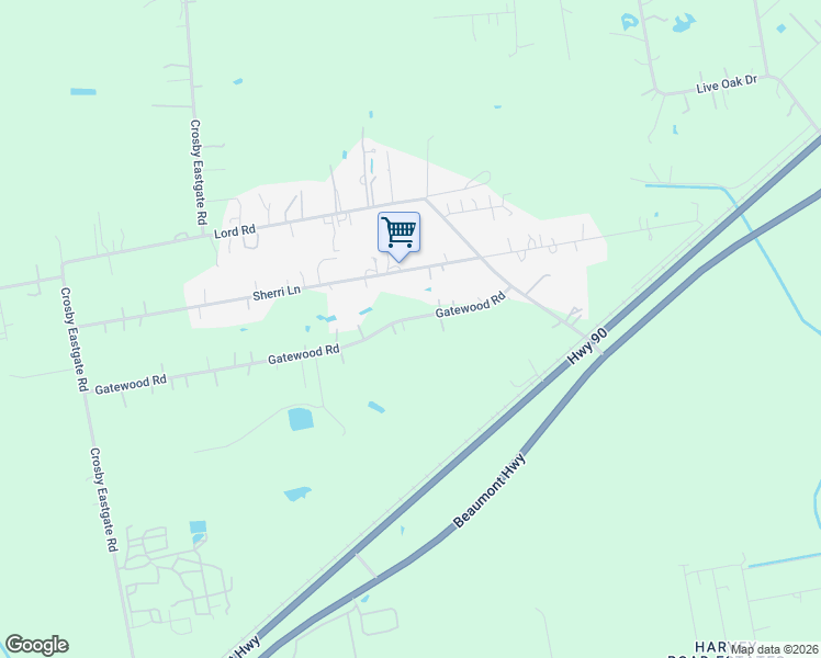 map of restaurants, bars, coffee shops, grocery stores, and more near 4306 Gatewood Road in Crosby