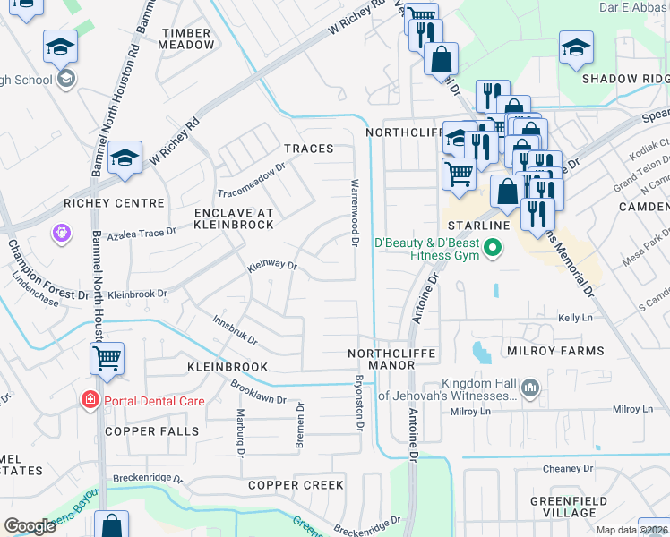 map of restaurants, bars, coffee shops, grocery stores, and more near 4511 Mallard Landing Court in Houston
