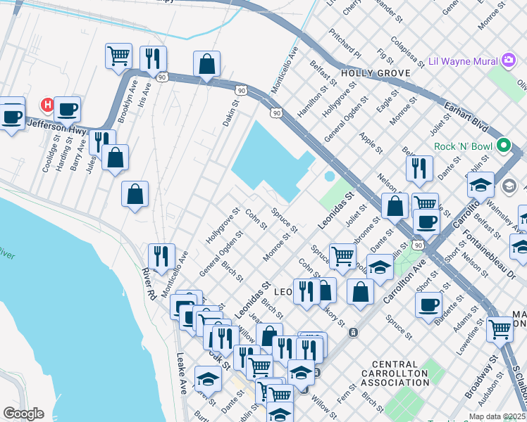 map of restaurants, bars, coffee shops, grocery stores, and more near 197 General Ogden Street in New Orleans
