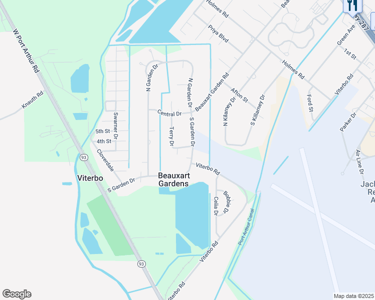 map of restaurants, bars, coffee shops, grocery stores, and more near 8478 Terry Drive in Beaumont