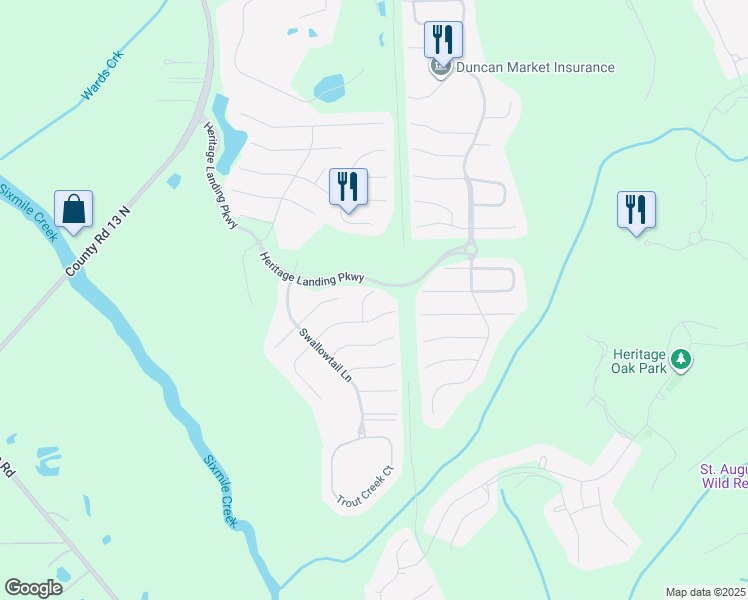 map of restaurants, bars, coffee shops, grocery stores, and more near 2516 Otter Totem Court in St. Augustine