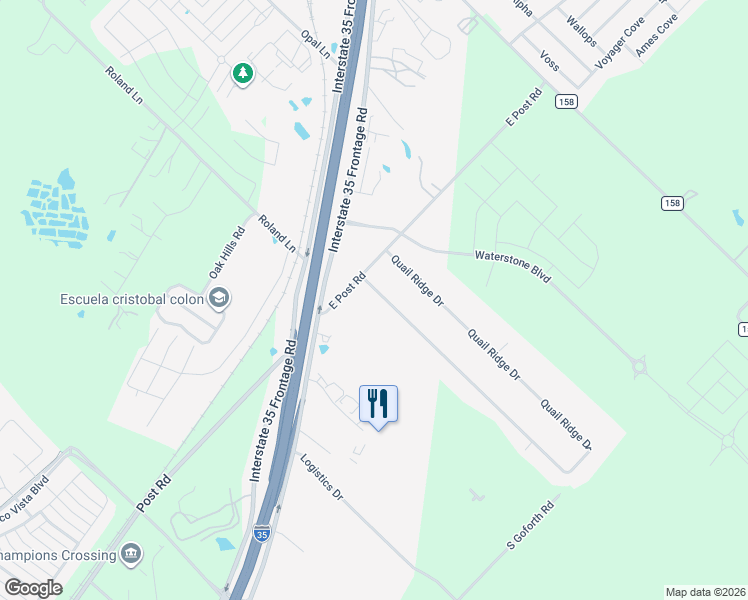 map of restaurants, bars, coffee shops, grocery stores, and more near 178 Quail Ridge Drive in Kyle
