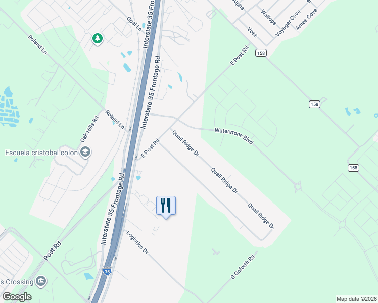 map of restaurants, bars, coffee shops, grocery stores, and more near 6200 East Post Road in Kyle