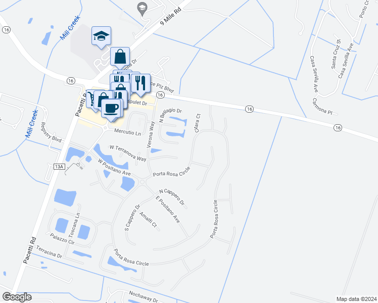 map of restaurants, bars, coffee shops, grocery stores, and more near 664 Porta Rosa Circle in St. Augustine
