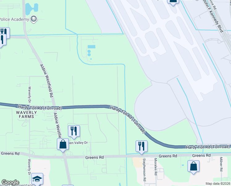 map of restaurants, bars, coffee shops, grocery stores, and more near 16307 Greenview Drive in Houston