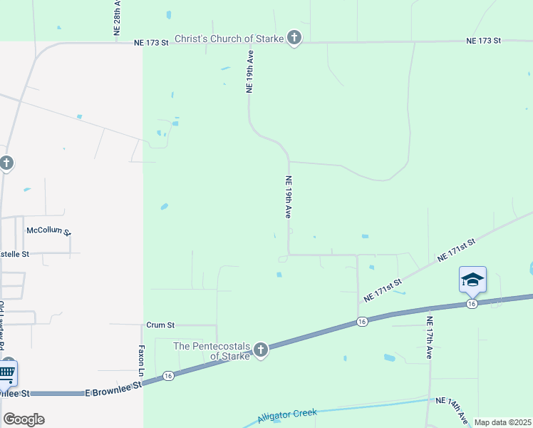map of restaurants, bars, coffee shops, grocery stores, and more near 16960 Northeast 19th Avenue in Starke