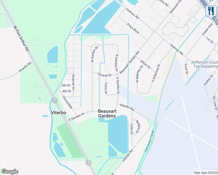 map of restaurants, bars, coffee shops, grocery stores, and more near 8268 Terry Drive in Beaumont