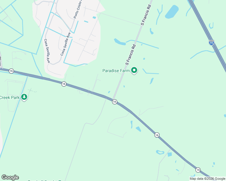 map of restaurants, bars, coffee shops, grocery stores, and more near 4530 Florida 16 in St. Augustine
