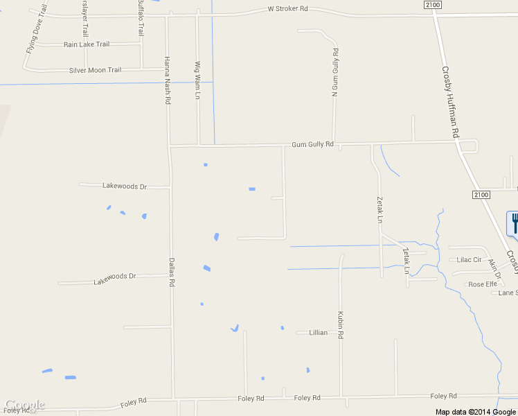 map of restaurants, bars, coffee shops, grocery stores, and more near 713 Gum Gully Rd in Crosby