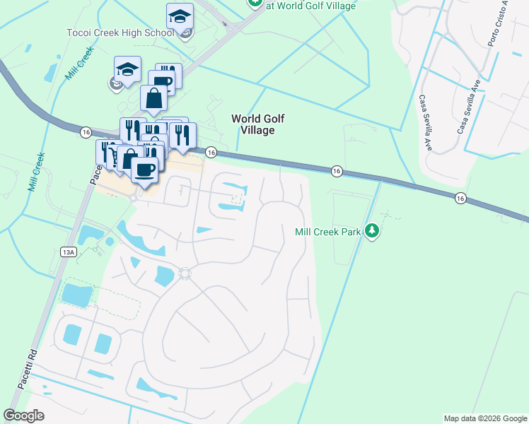 map of restaurants, bars, coffee shops, grocery stores, and more near 640 Porta Rosa Circle in St. Augustine