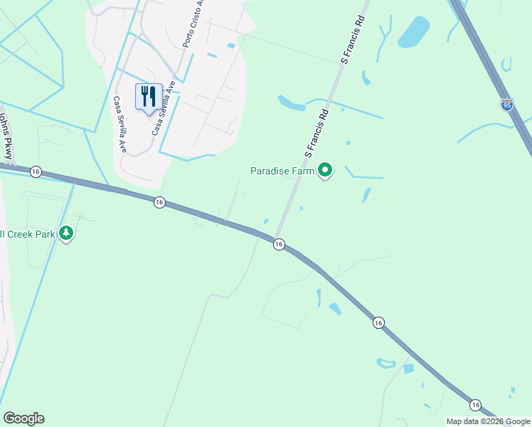 map of restaurants, bars, coffee shops, grocery stores, and more near 4530 Florida 16 in St. Augustine