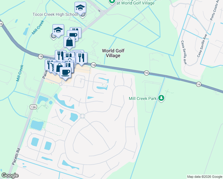 map of restaurants, bars, coffee shops, grocery stores, and more near 640 Porta Rosa Circle in St. Augustine