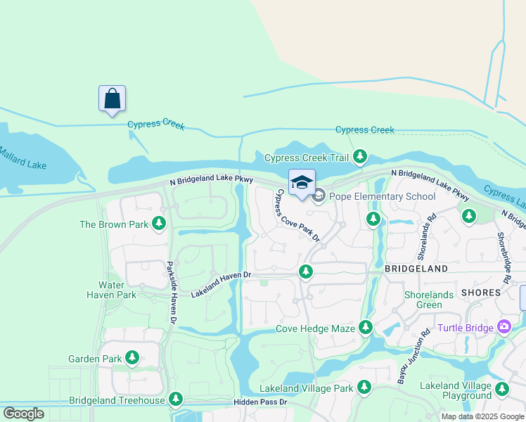 map of restaurants, bars, coffee shops, grocery stores, and more near 12522 Cove Landing Drive in Cypress