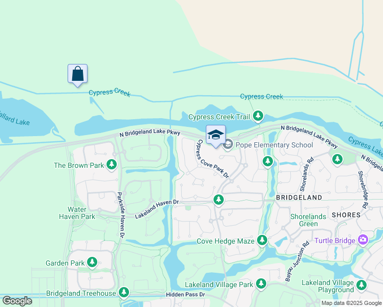 map of restaurants, bars, coffee shops, grocery stores, and more near 12522 Cove Landing Drive in Cypress