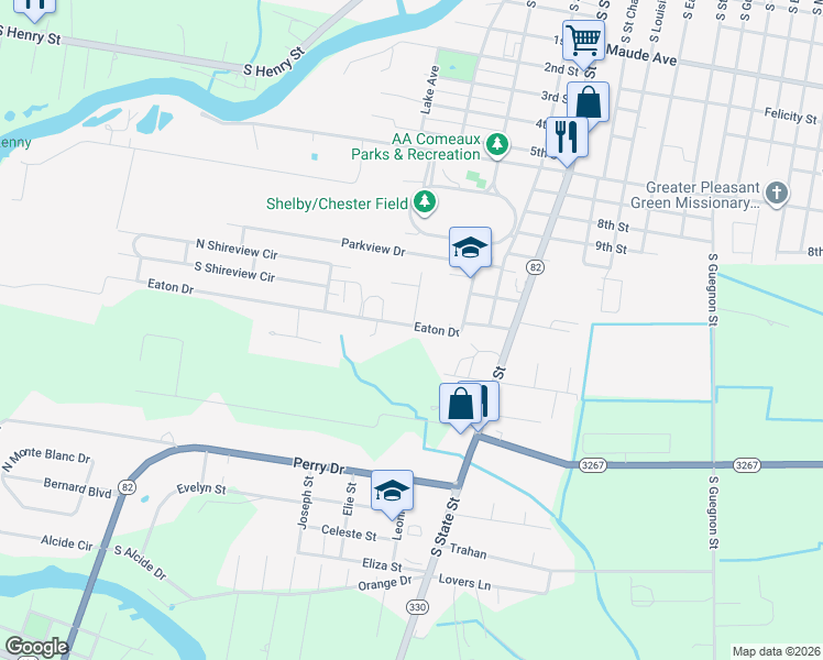 map of restaurants, bars, coffee shops, grocery stores, and more near 301-499 Eaton Drive in Abbeville