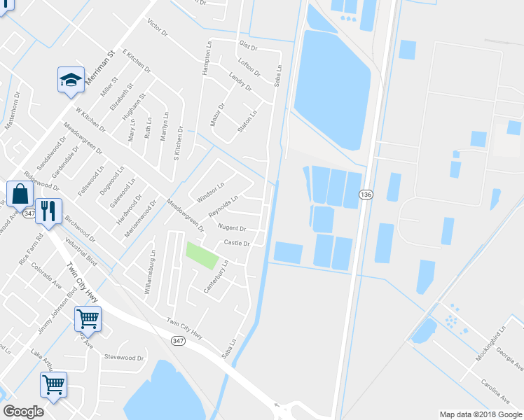 map of restaurants, bars, coffee shops, grocery stores, and more near 2722 Saba Lane in Port Neches