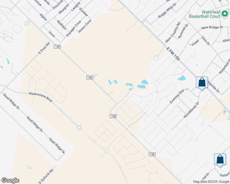 map of restaurants, bars, coffee shops, grocery stores, and more near 1181 County Road 158 in Kyle