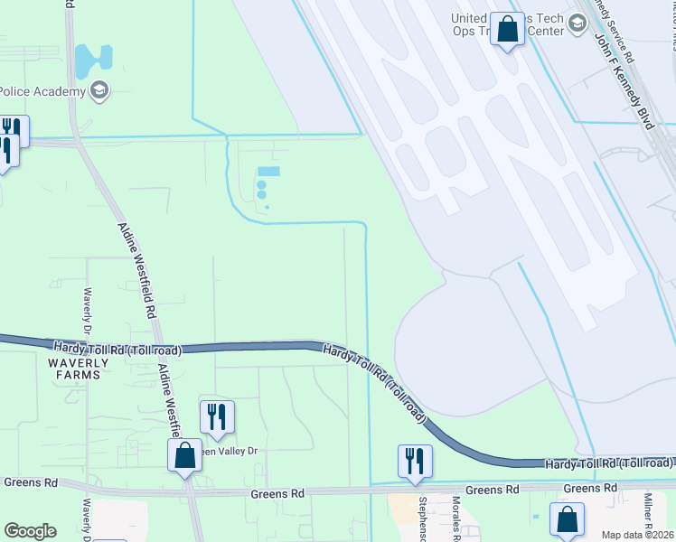 map of restaurants, bars, coffee shops, grocery stores, and more near 16307 Greenview Drive in Houston