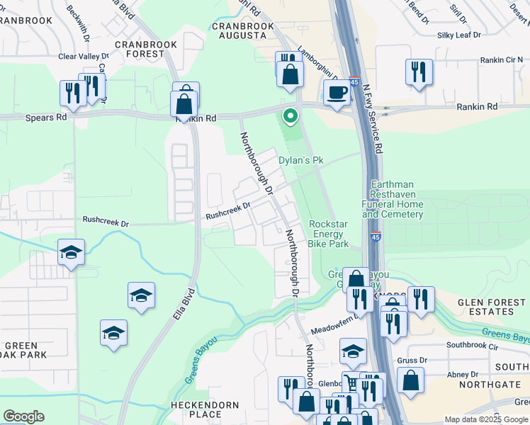 map of restaurants, bars, coffee shops, grocery stores, and more near in Houston