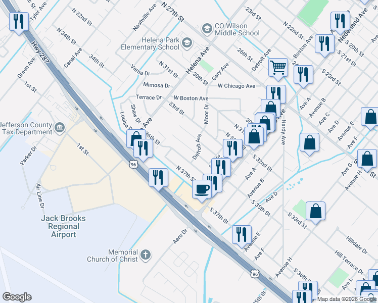 map of restaurants, bars, coffee shops, grocery stores, and more near 508 35th Street in Nederland