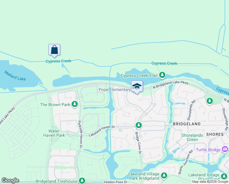 map of restaurants, bars, coffee shops, grocery stores, and more near 19115 Breezeway Cove Drive in Cypress